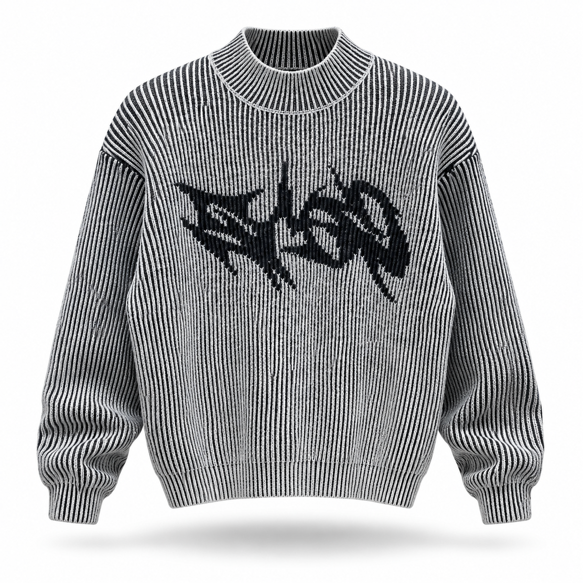 DISTRESSED LOGO KNIT SWEATER WHITE