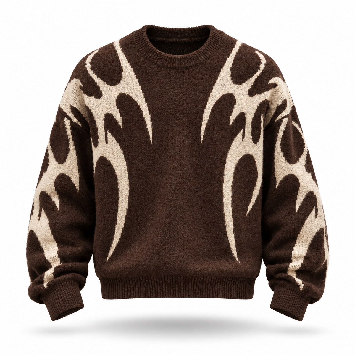 FLAME KNIT SWEATER BROWN