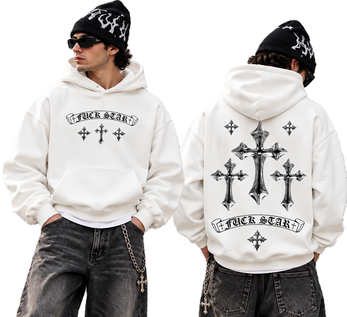 White Crosses Graphic Hoodie