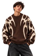 FLAME KNIT SWEATER BROWN