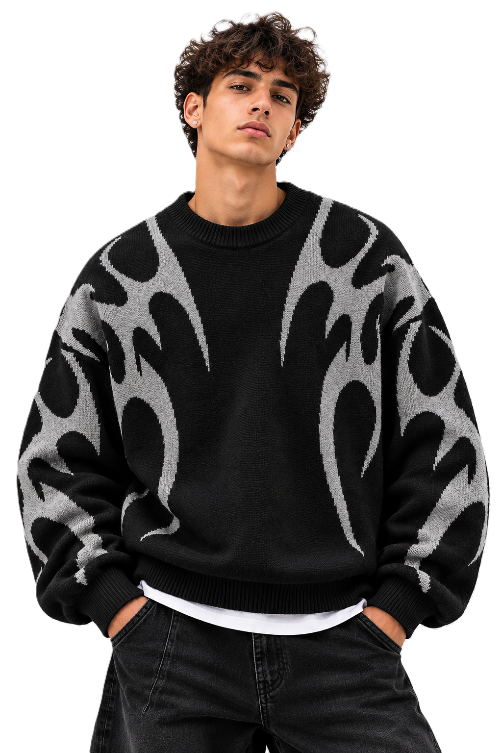 FLAME KNIT SWEATER BLACK