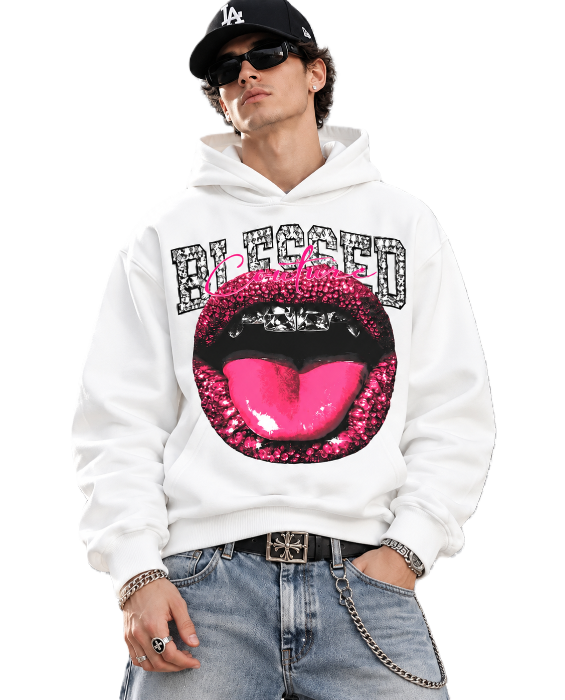 White Blessed Lips Sweatshirt