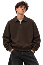 ESSENTIAL HALF ZIP SWEATSHIRT BROWN