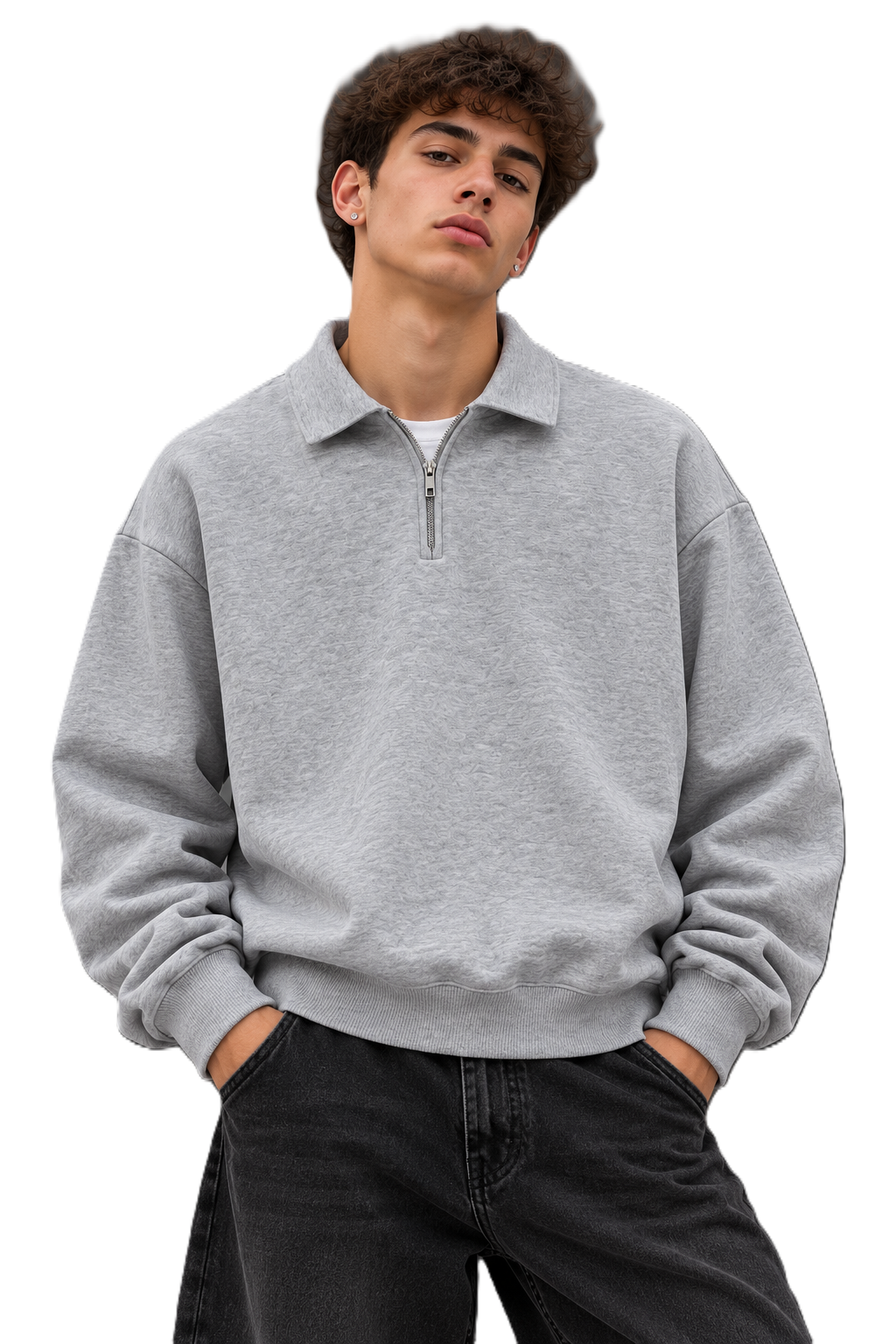 ESSENTIAL HALF ZIP SWEATSHIRT GREY
