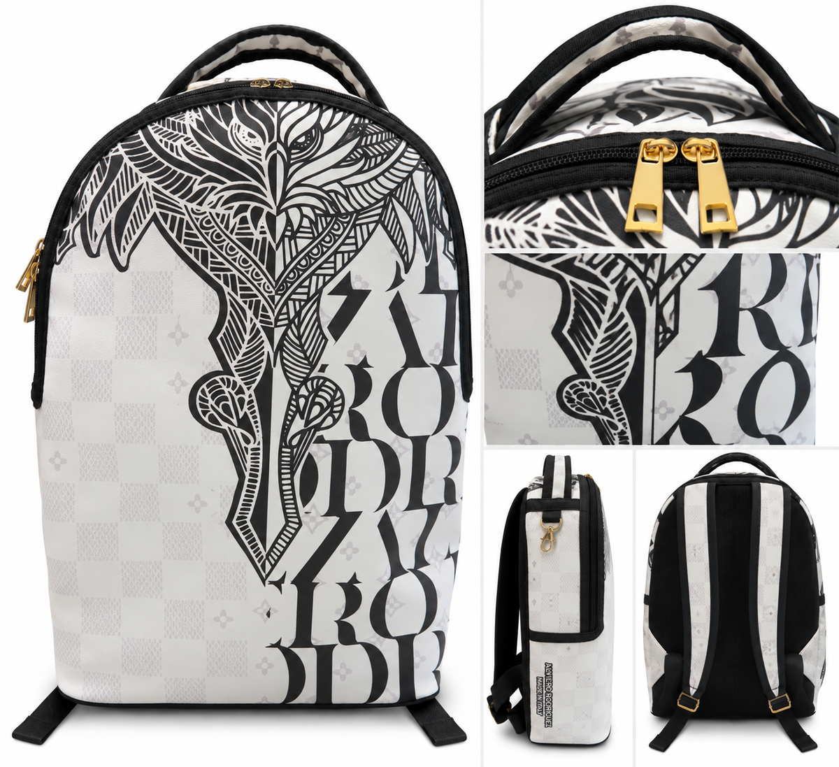 Alviero Rodriguez Tribal Eagle White Backpack