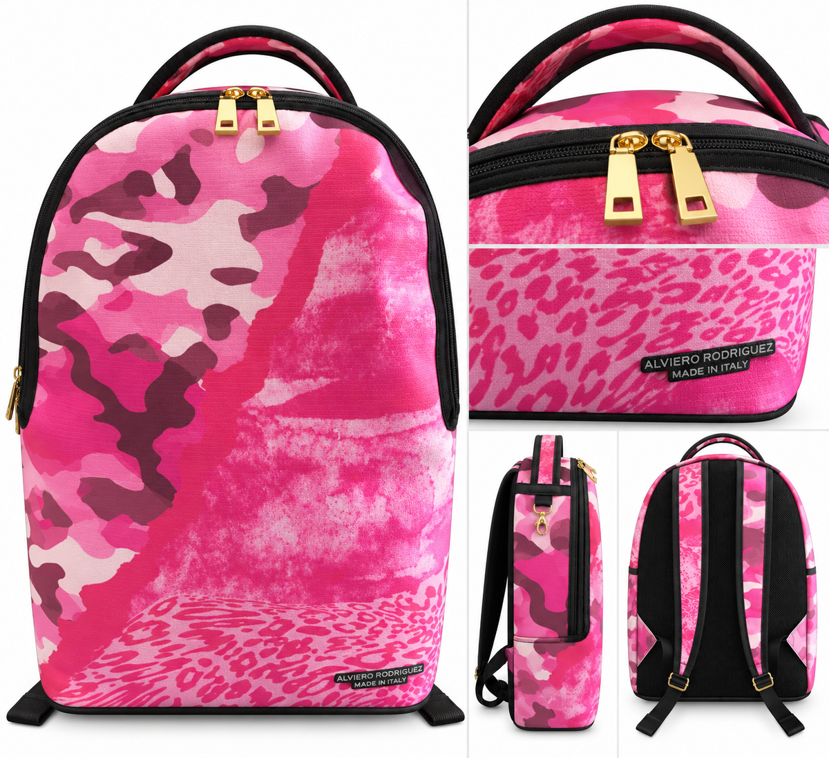 Alviero Rodriguez Pink Savage Camo Backpack