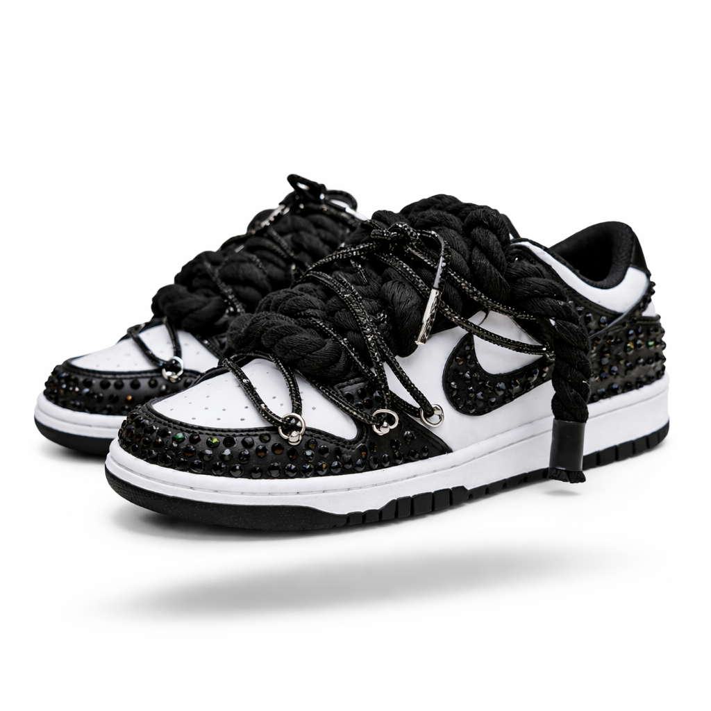 Dunk Low Panda Custom “Full Black Strass"