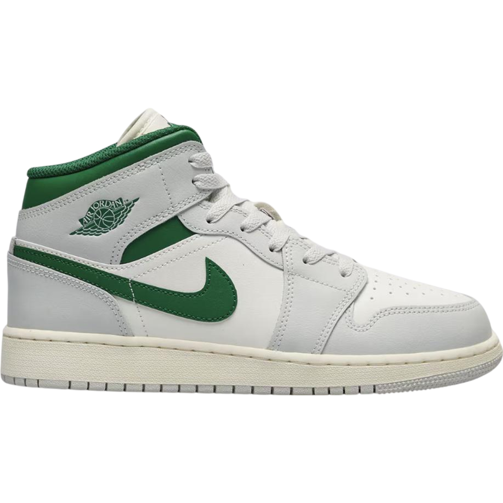 Jordan Air Jordan 1 Mid White Pure Platinum Pine Green (GS)