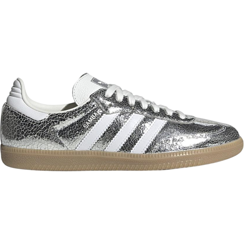 Adidas Samba OG Silver Metallic Cracked Leather (Women's)